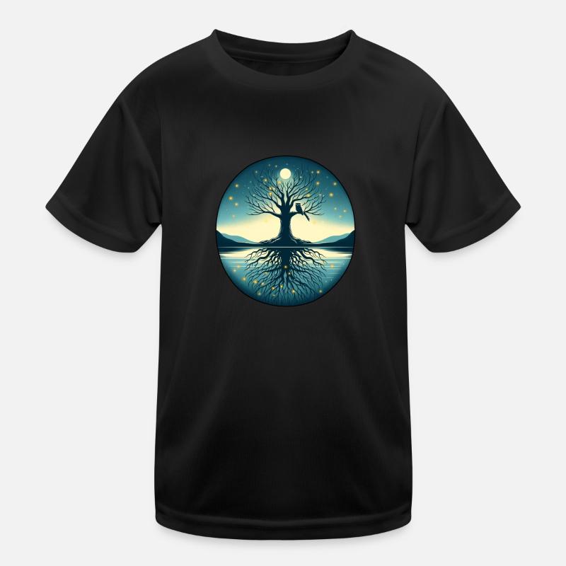Tree in the Moonlight - Kids Functional T-Shirt - black