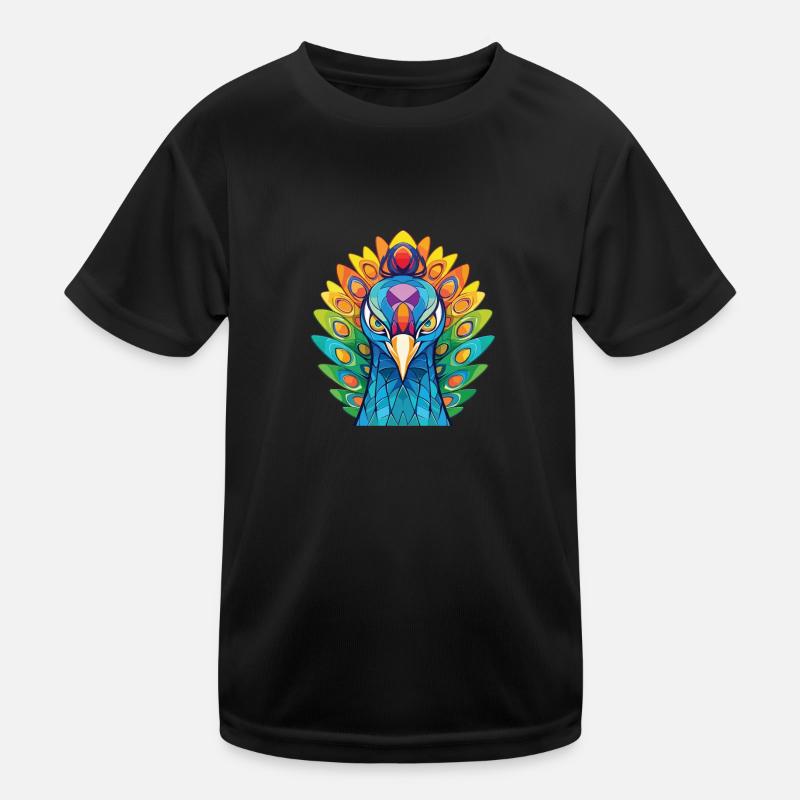 Paon aquarelle colorée Illustration animale T-shirt sport Enfant