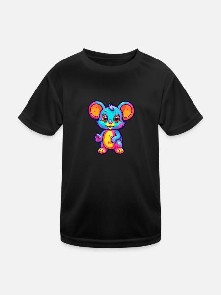 Maus buntes Aquarell Cartoon Kawaii Tier - Kinder Funktions-T-Shirt - Schwarz