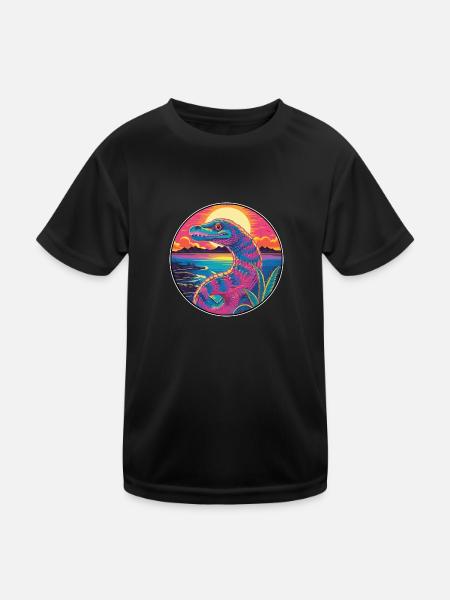 Kobra Buntes Aquarell Cartoon Kawaii Tier - Kinder Funktions-T-Shirt - Schwarz - Vorne