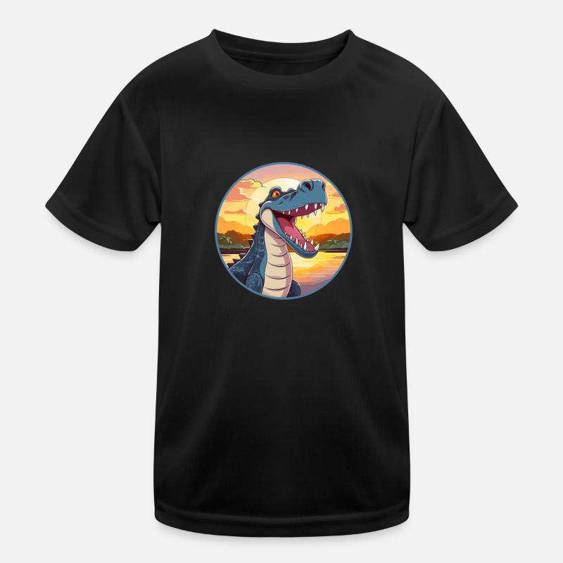 Crocodile Aquarelle Colorée Dessin Animé Kawaii Pet T-shirt sport Enfant