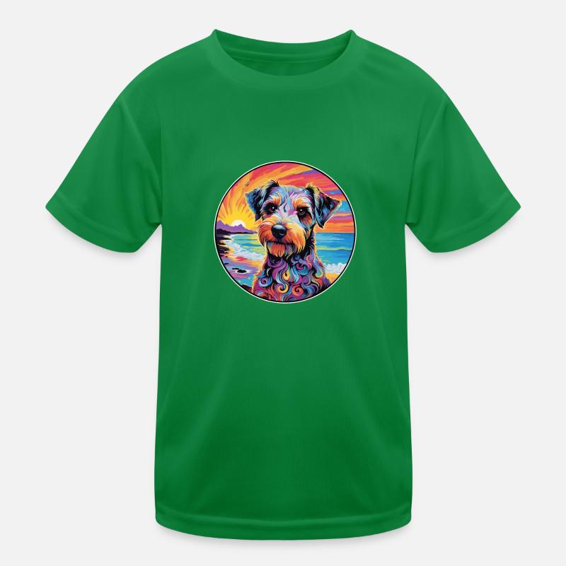 Lucas Terrier Hunderasse Bunte Karikatur Watercolo Kinder Funktions-T-Shirt