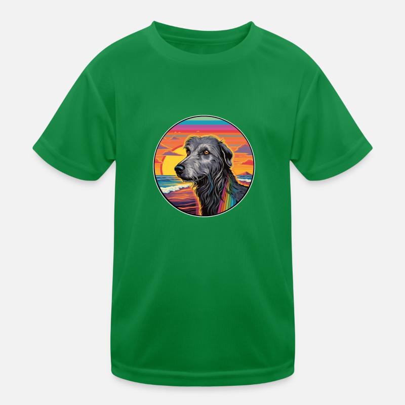Chien de chien de race de lévrier écossais coloré de bande dessinée Wate T-shirt sport Enfant
