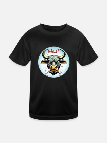 Wütender Stier - Kinder Funktions-T-Shirt - Schwarz - Vorne