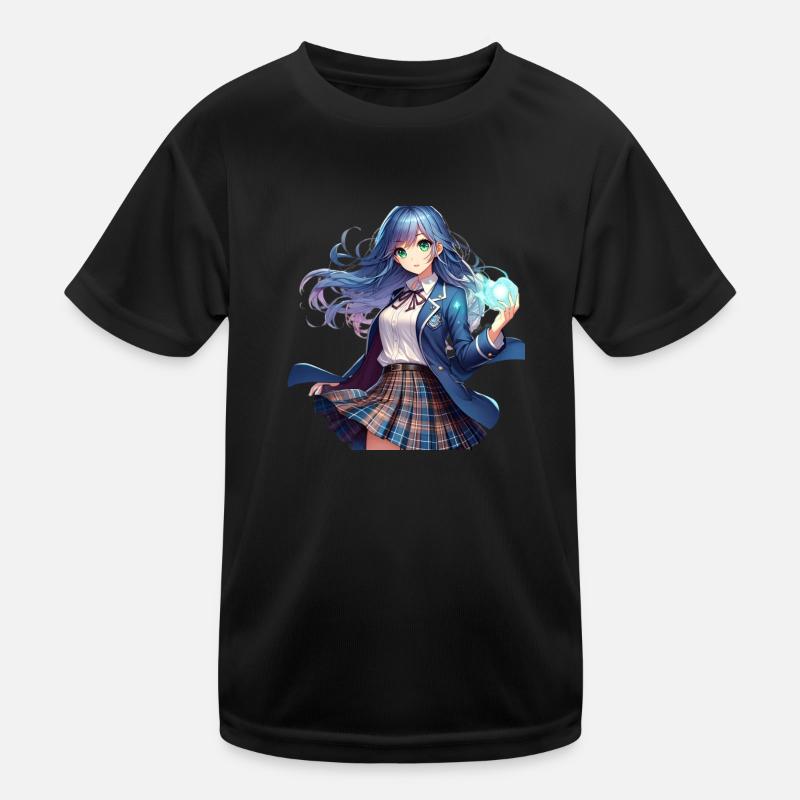 Manga-Anime-Mädchen in Schuluniform - Kinder Funktions-T-Shirt - Schwarz