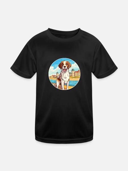 Moscow Watchdog Dog Breed Cartoon Kawaii Clipart - Kids Functional T-Shirt - black - Front