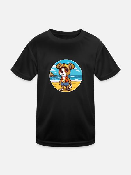 Portuguese Watchdog Dog Breed Cartoon Kawaii Dog - Kids Functional T-Shirt - black - Front