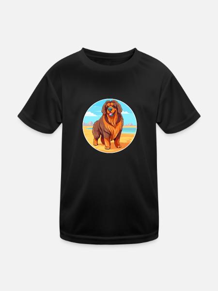 Tibetischer Mastiff Hund Rasse Cartoon Kawaii Clipart - Kinder Funktions-T-Shirt - Schwarz - Vorne