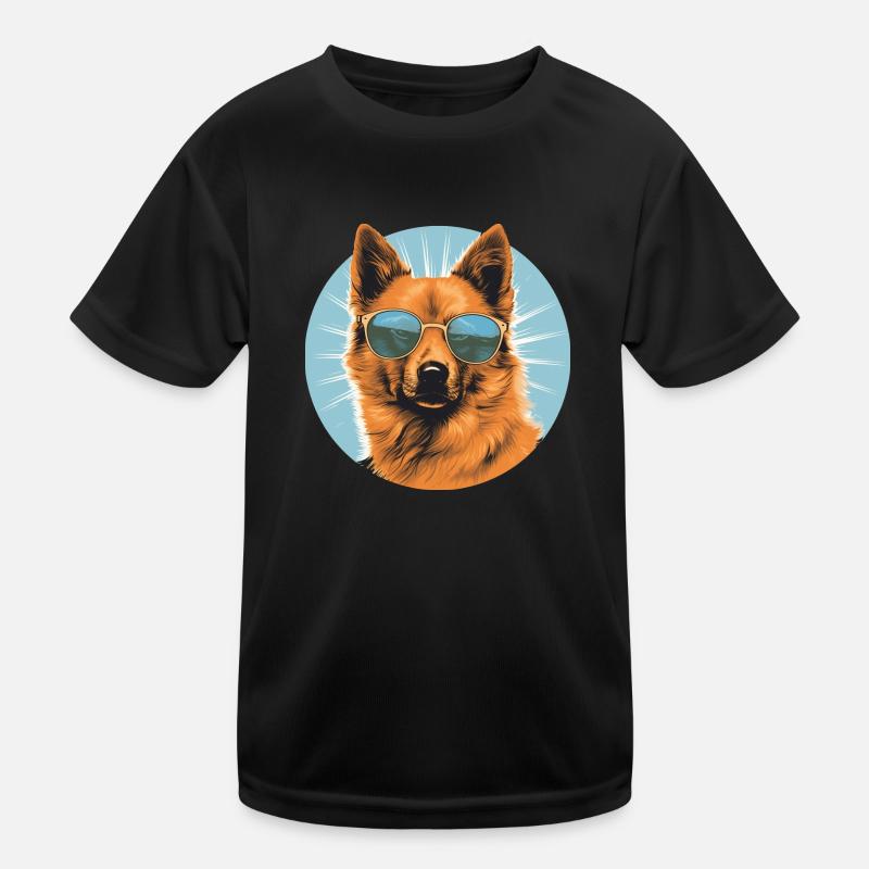 Finnish Spitz 2 - Kids Functional T-Shirt - black