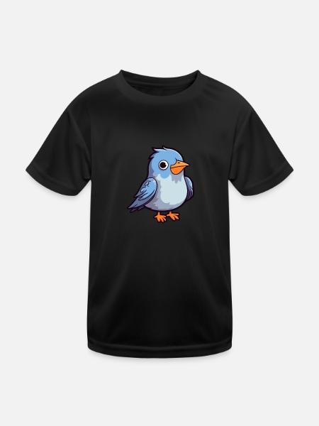 Kuckuck niedliche Karikatur Kawaii Aquarell Tier Haustier - Kinder Funktions-T-Shirt - Schwarz - Vorne