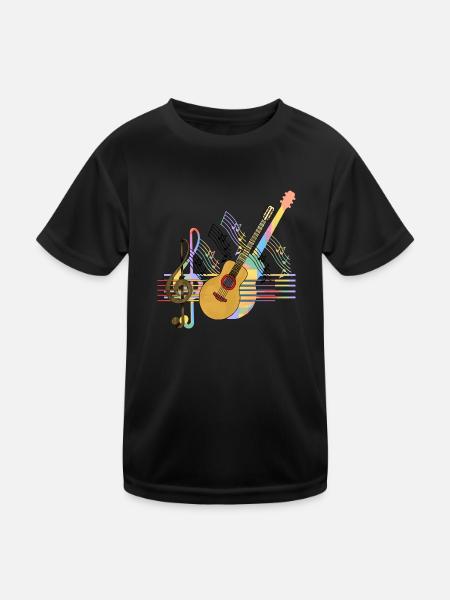 Gitarre - Kinder Funktions-T-Shirt - Schwarz
