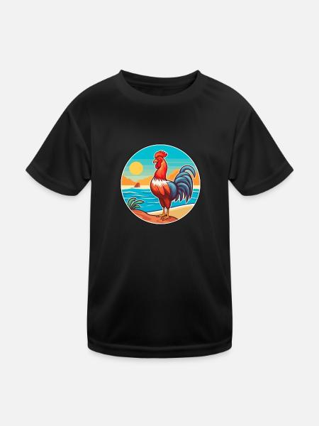 Hahn Aquarell Karikatur Kawaii Clipart Tier - Kinder Funktions-T-Shirt - Schwarz