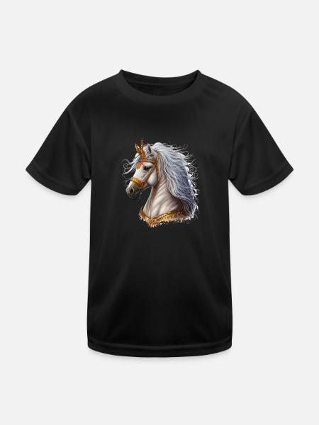 Königliches Ross - Kinder Funktions-T-Shirt - Schwarz - Vorne