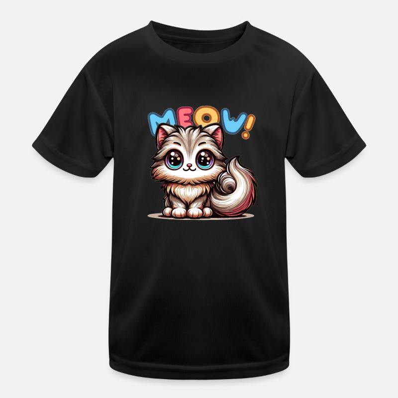 Meow - Katze Illustration Kinder Funktions-T-Shirt