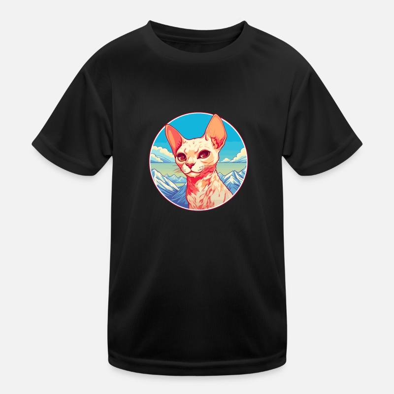 Rouge Devon Rex Cat Coloré Dessin Animé Aquarelle Illu T-shirt sport Enfant