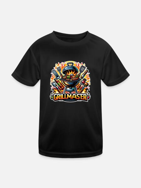 GrillMaster - Grill Illustration - Kids Functional T-Shirt - black - Front