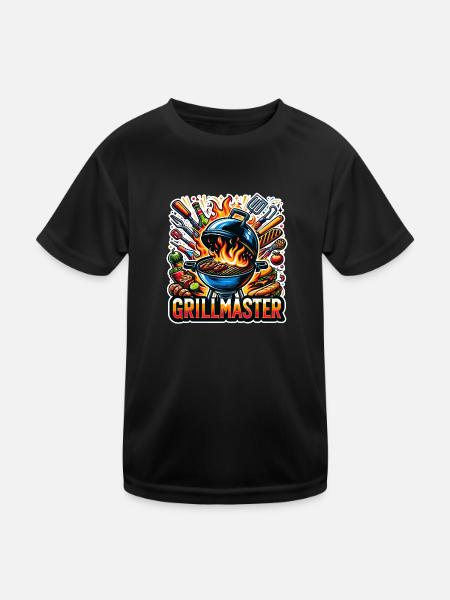 GrillMaster - Grill Illustration - Kids Functional T-Shirt - black - Front