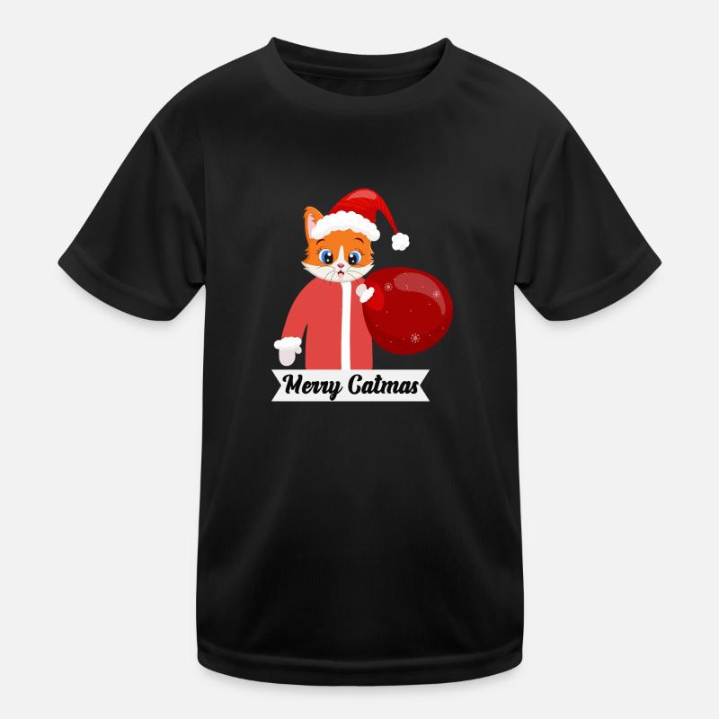 Merry Catmas Kinder Funktions-T-Shirt