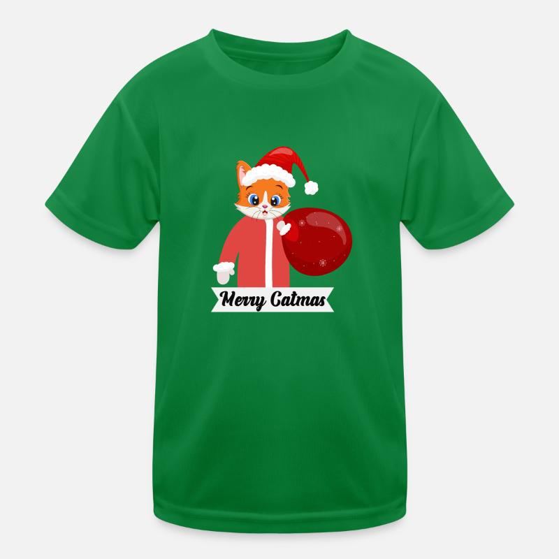 Merry Catmas Kinder Funktions-T-Shirt