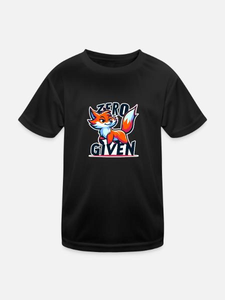 Zero Given - Fuchs Illustration - Kinder Funktions-T-Shirt - Schwarz - Vorne