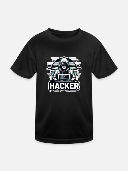 Hacker - Illustration - Kinder Funktions-T-Shirt - Schwarz