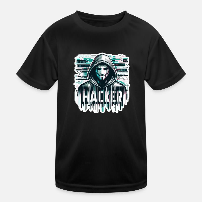 Hacker - Illustration - Kinder Funktions-T-Shirt - Schwarz