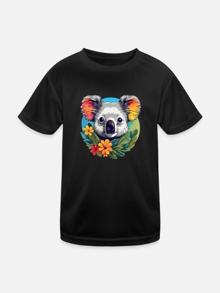 Koala - Kinder Funktions-T-Shirt - Schwarz