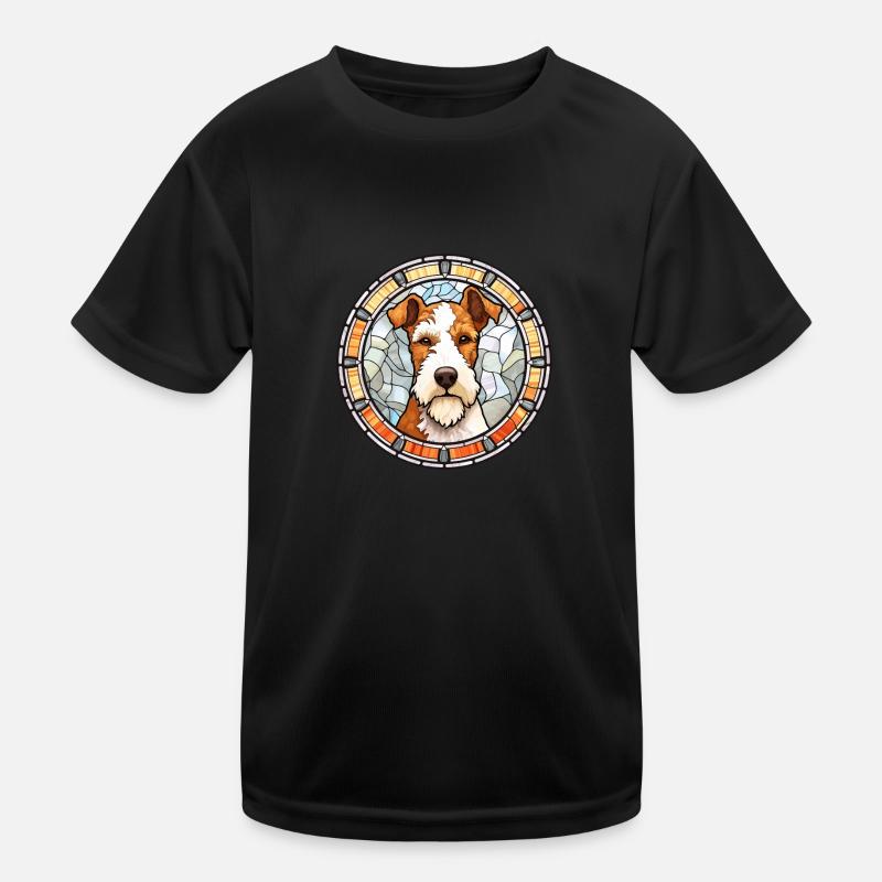 Fil Fox Terrier chien race vitrail coloré T-shirt sport Enfant