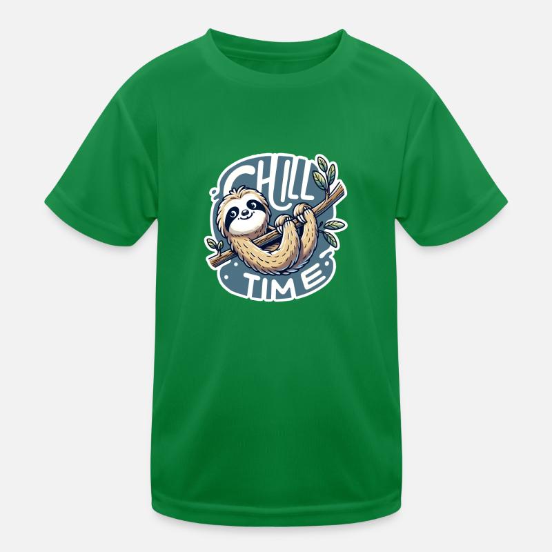 Chill Time - Sloth Illustration Kids Functional T-Shirt
