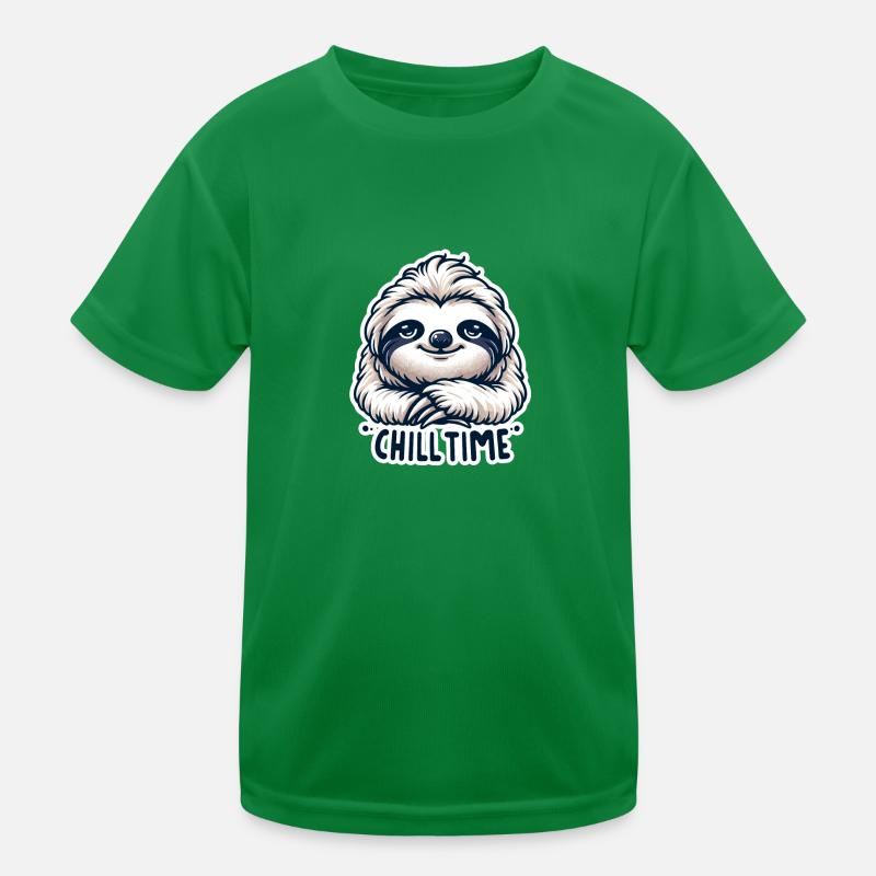 Chill Time - Sloth Illustration Kids Functional T-Shirt