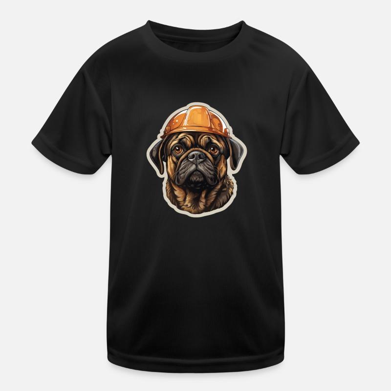 Mops als Baumeister Kinder Funktions-T-Shirt