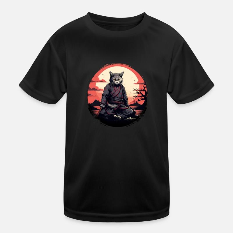 Katze Samurai Kinder Funktions-T-Shirt