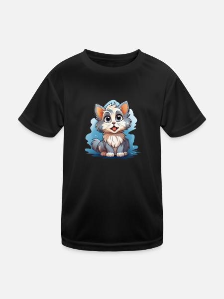 Children's Cat - Kids Functional T-Shirt - black - Front