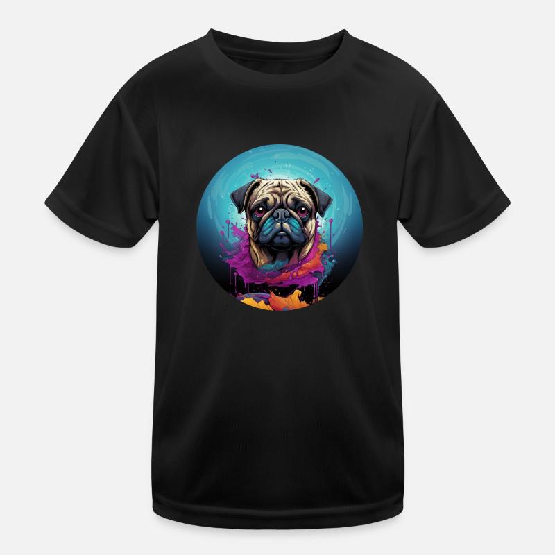 Mops Farbkleckse Kinder Funktions-T-Shirt