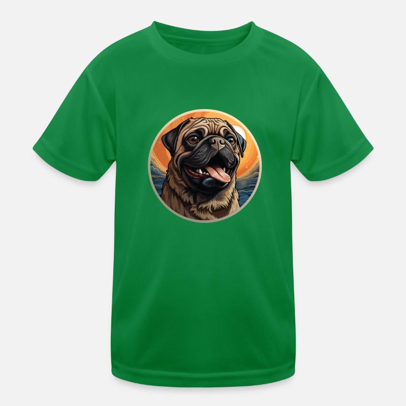 Treu blickender Mops Kopf Kinder Funktions-T-Shirt