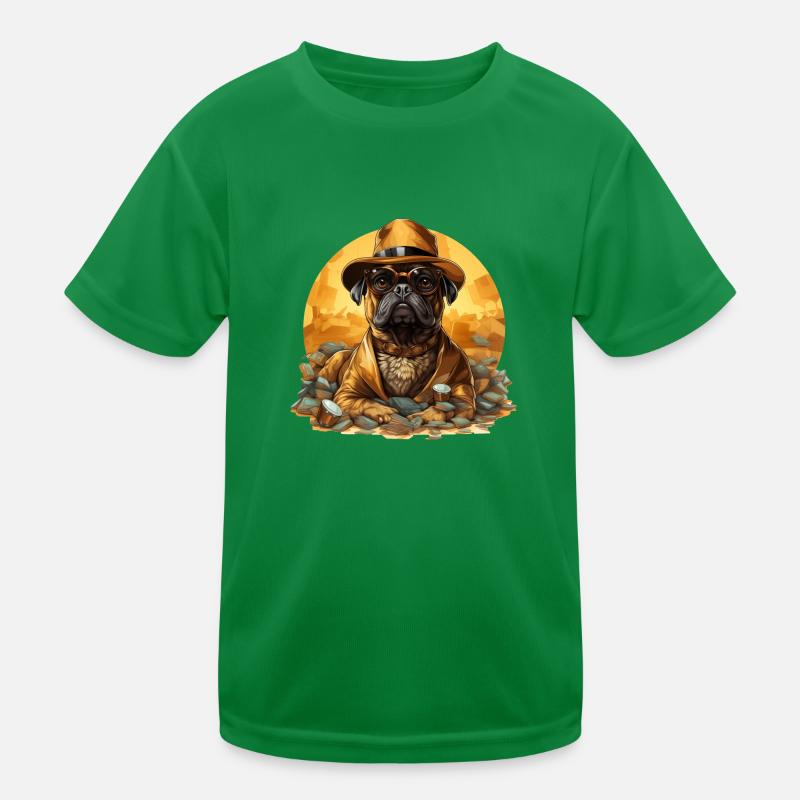 Mops Gold Digger Kinder Funktions-T-Shirt