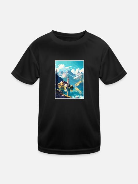 St Wolfgang Austria Vintage Travel Poster Souvenir - Kids Functional T-Shirt - black - Front