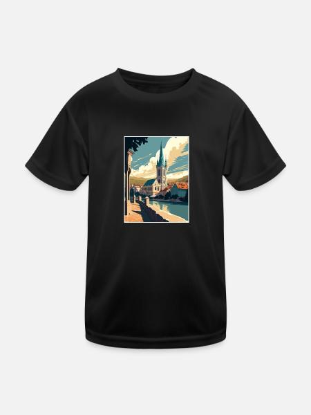 Krems An der Donau Österreich Vintage Reiseposter - Kinder Funktions-T-Shirt - Schwarz - Vorne