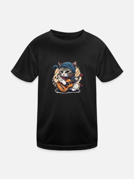Musikalische Schnurrhaare: Umarmung der verspielten Melodien o - Kinder Funktions-T-Shirt - Schwarz - Vorne