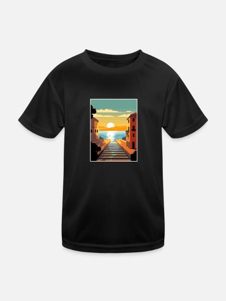 Neapel Italien Dekoration Vintage Reiseposter WPA - Kinder Funktions-T-Shirt - Schwarz