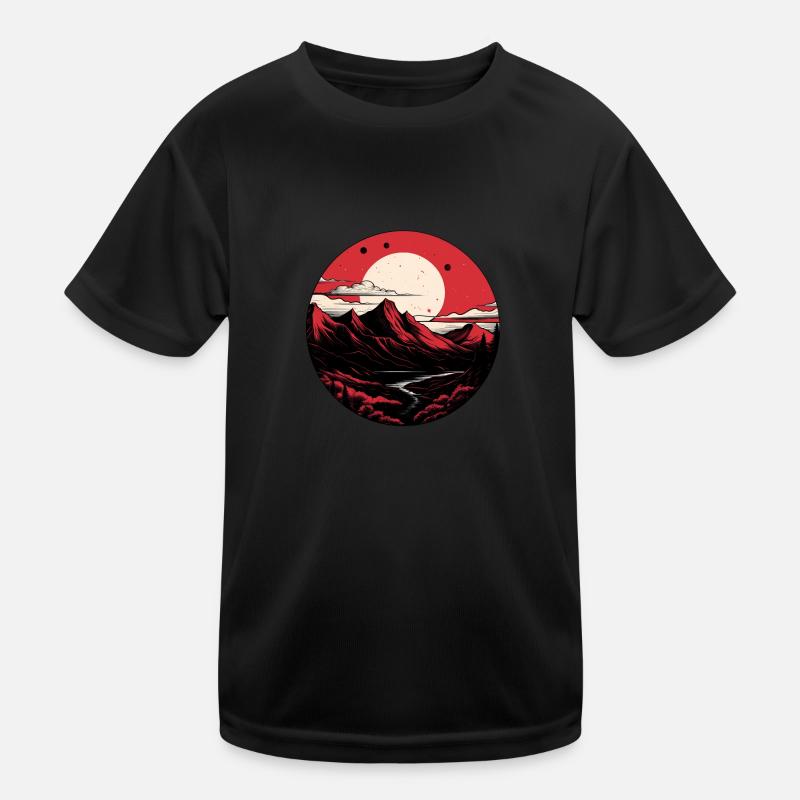 Full moon mountains - Kids Functional T-Shirt - black