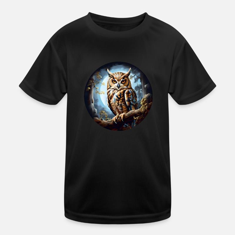 Große Eule Kinder Funktions-T-Shirt