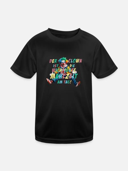 Der Clown ist die wichtigste Mahlzeit am Tag - Kinder Funktions-T-Shirt - Schwarz - Vorne