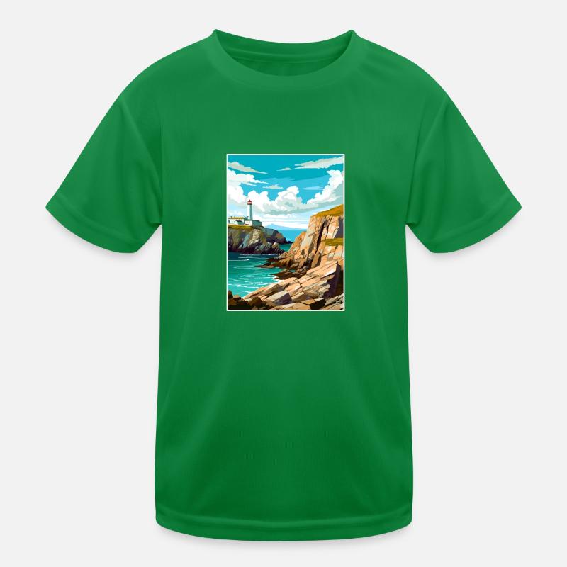 South Stack Cliffs Anglesey Vintage Reiseposter Kinder Funktions-T-Shirt