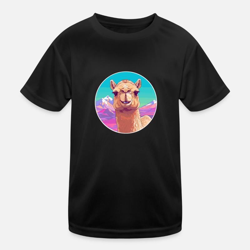 Kamel-Aquarell-Karikatur Kawaii-Haustier-Tierfarbefu Kinder Funktions-T-Shirt