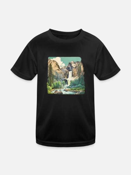 Wunder schöne Berglandschaft - Kinder Funktions-T-Shirt - Schwarz - Vorne