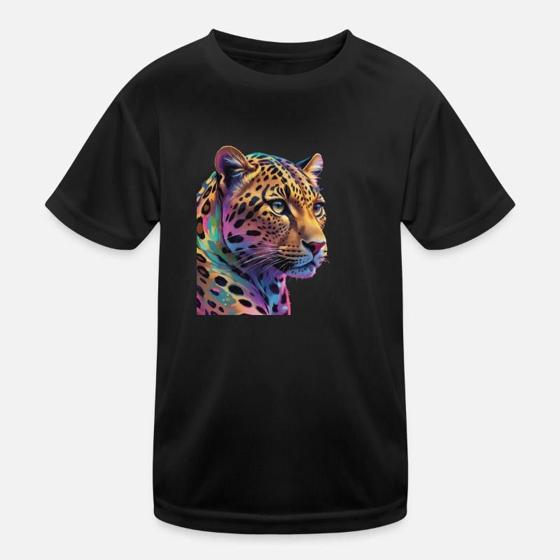 Leopard - Kinder Funktions-T-Shirt - Schwarz