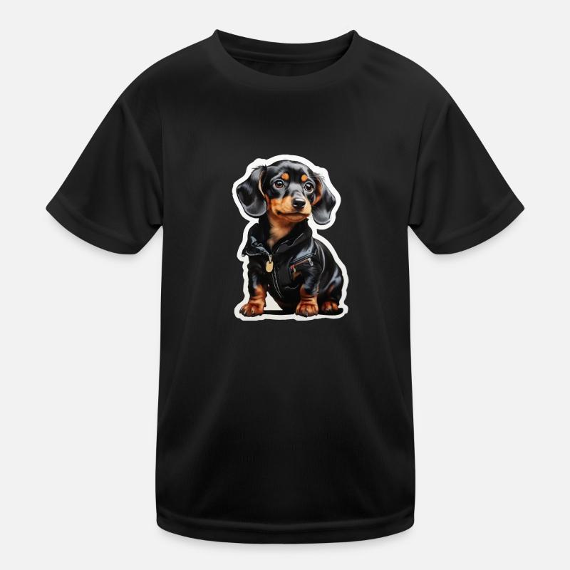 Dackel - Kinder Funktions-T-Shirt - Schwarz