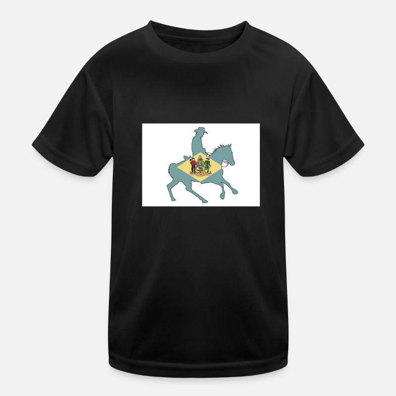 Delaware State Flag Cowboy Kids Functional T-Shirt