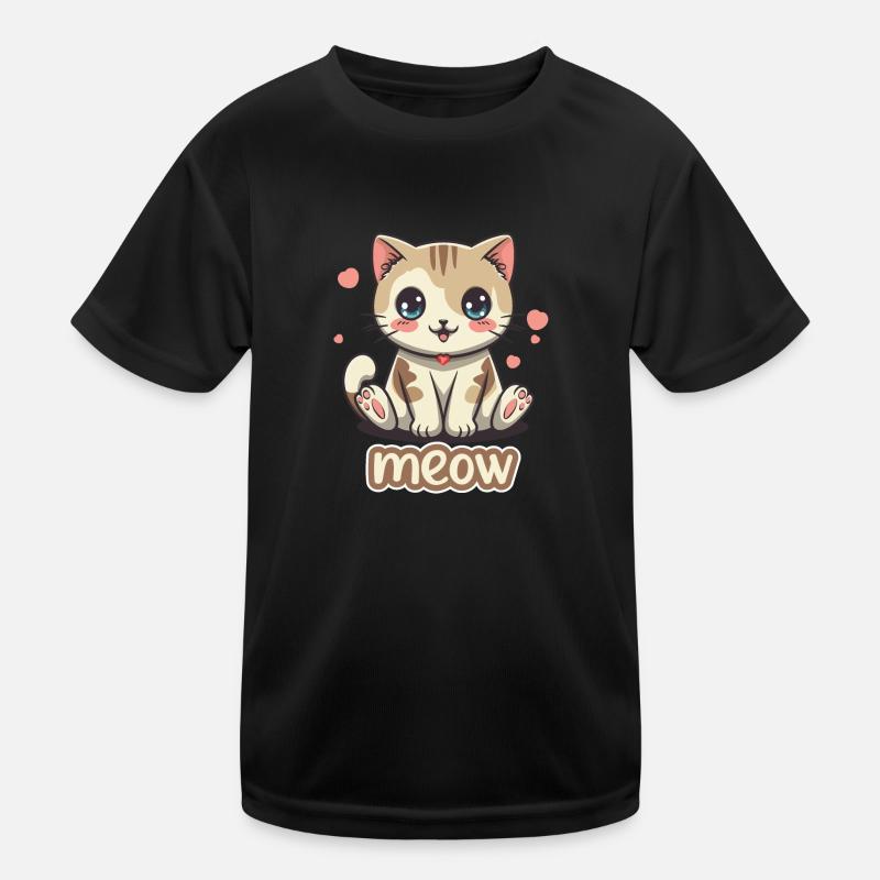 Cute Whiskered Heart Cat by TonzoBeast Kids Functional T-Shirt